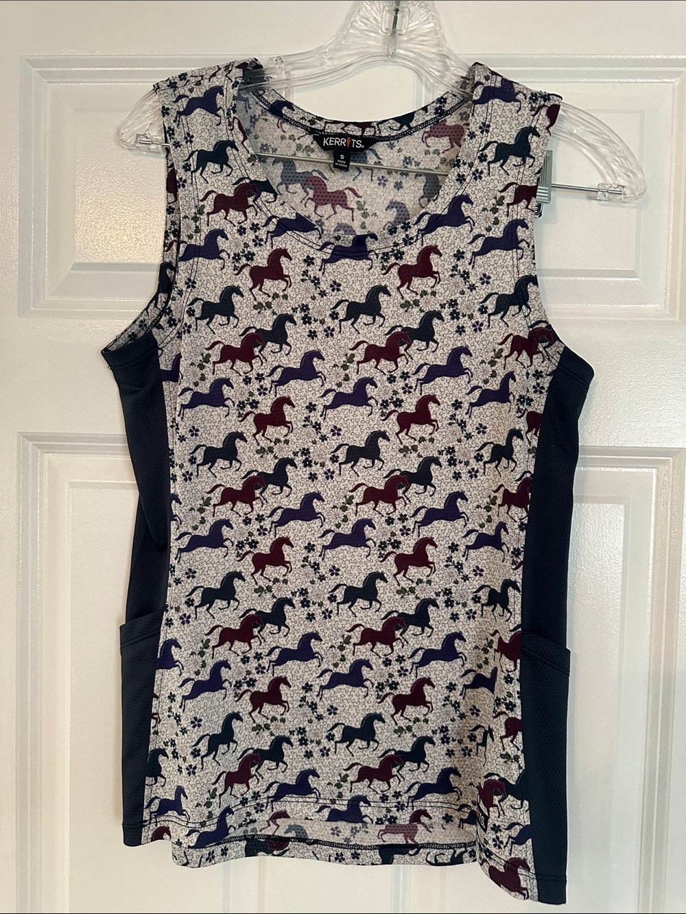 Kerrits Equestrian Print Performance Tank in Navy, Burgundy & Cream